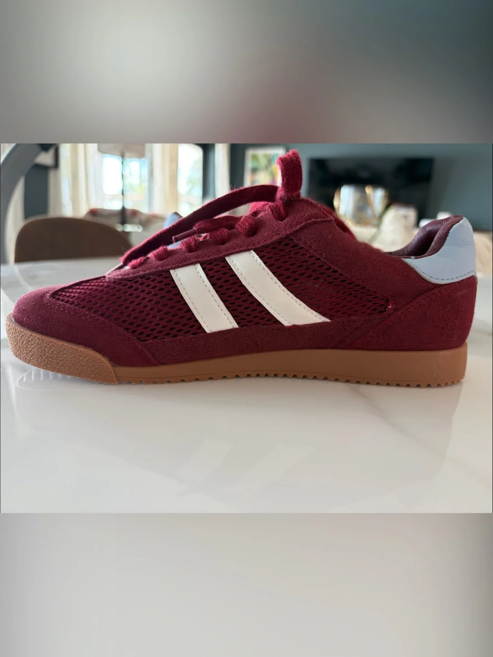 Steve Madden Bennett Burgundy Suede Mesh Sneakers Gum Sole Women’s Size 8 NWOT